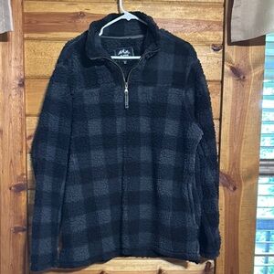 Alpine Design Men's Black and Gray Sherpa Zip-Up Top Pullover